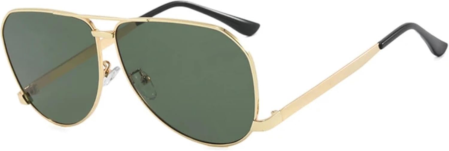 

Солнцезащитные очки с защитой от УФ-излучения UV400 для женщин и мужчин | Увеличенные металлические двойные перемычки | для занятий спортом на открытом воздухе DSVIGF, Golden Dark Green