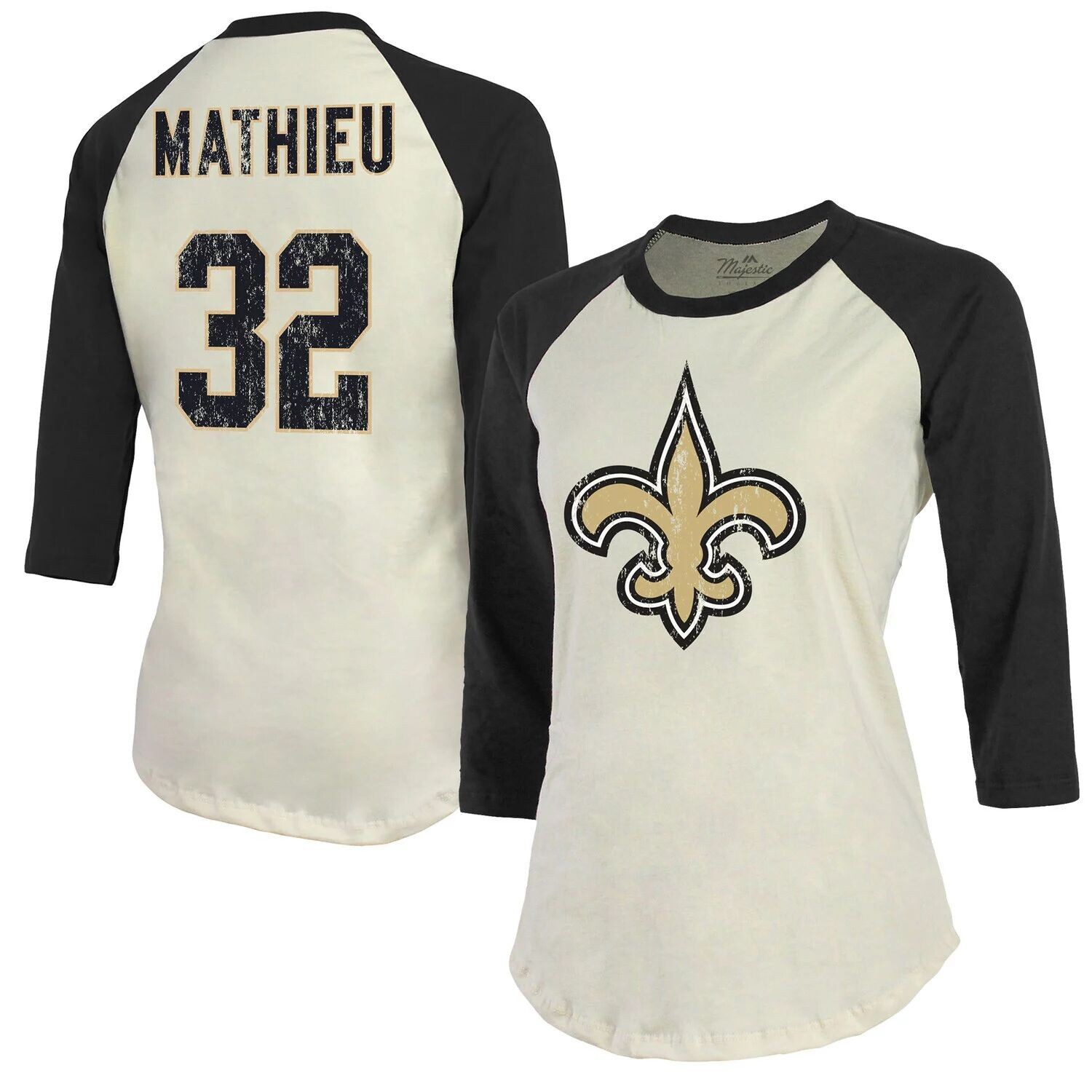 

Женская футболка Majestic Threads Tyrann Mathieu кремового/черного цвета New Orleans Saints, имя и номер, футболка реглан с рукавом 3/4 Majestic, Черный, Женская футболка Majestic Threads Tyrann Mathieu кремового/черного цвета New Orleans Saints, имя и но