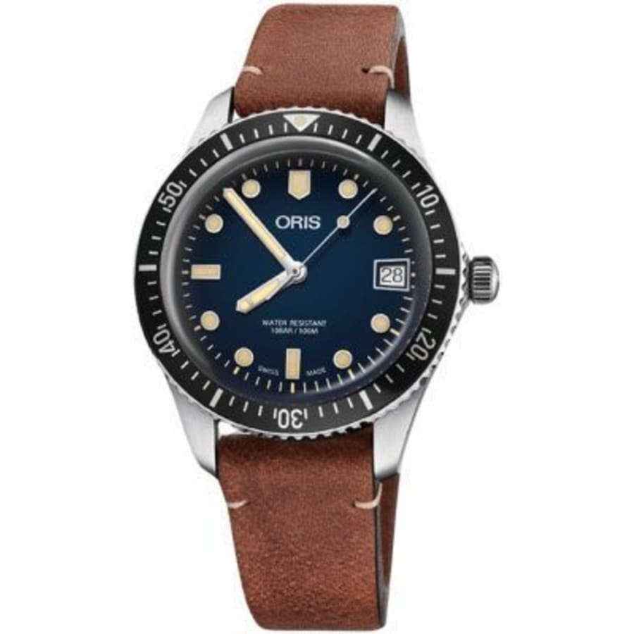 

Часы Oris Divers Sixty-Five с синим циферблатом и коричневым кожаным ремешком, унисекс 01 733 7747 4055-07 5 17 45