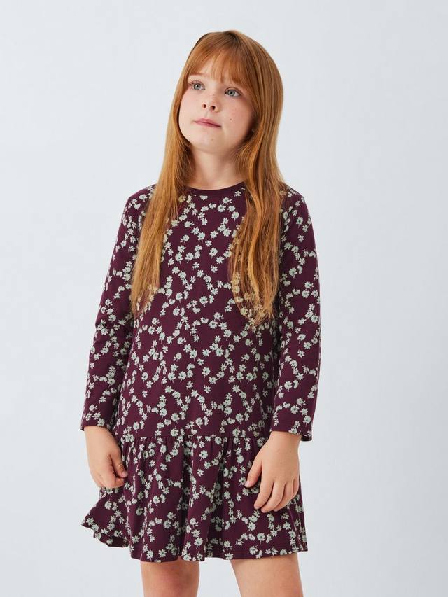 

Детское платье-сарафан из джерси с цветочным принтом John Lewis, Berry, Blue