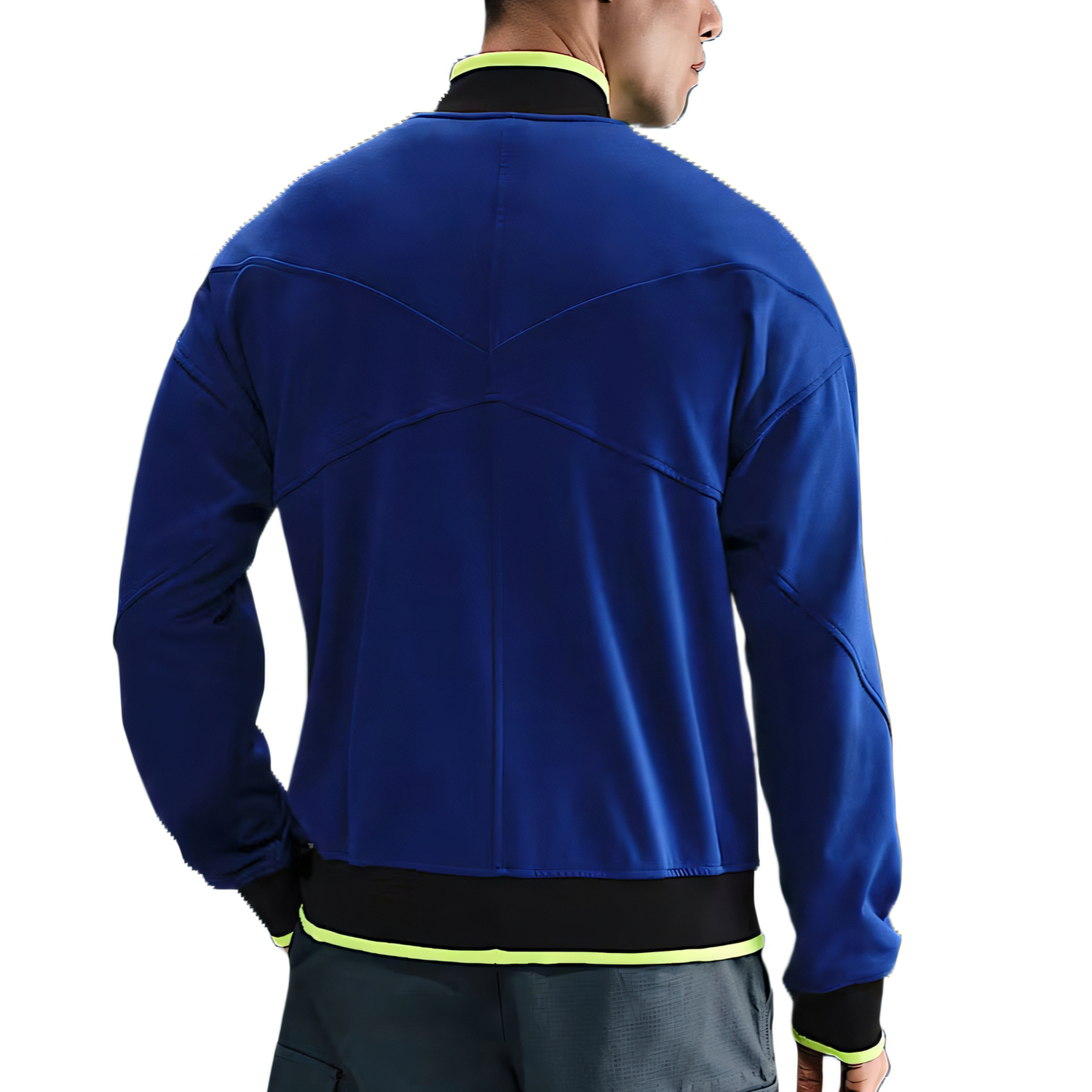 Nike Сухие куртки мужские Global Blue/Black/Neon Yellow/Neon Yellow, воротник стойка, умеренные другие — фото 3