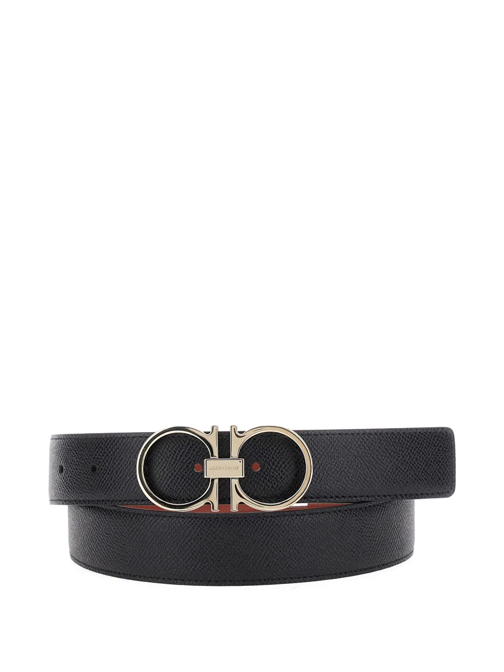 

Двусторонний ремень с пряжкой Gancini Ferragamo, черный