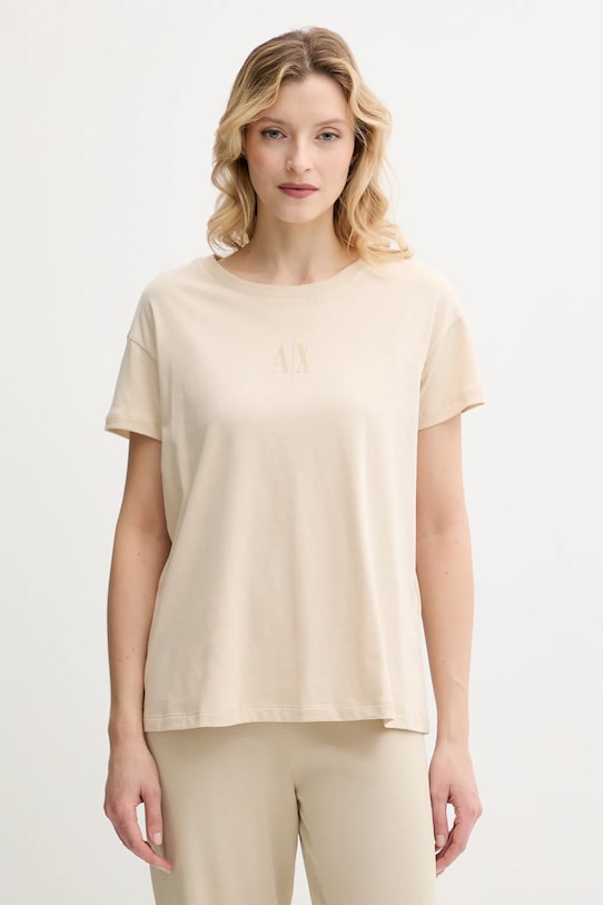 

Хлопковая футболка Armani Exchange, бежевый