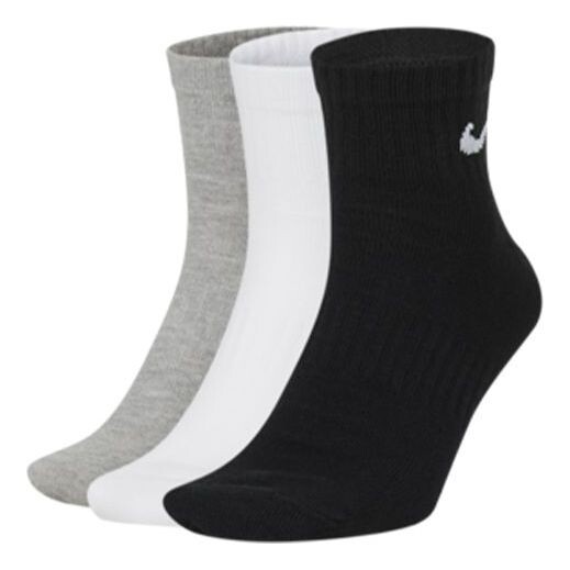 

Носки men's solid color logo casual sports training mid tops socks 3 pairs gray / white / black Nike, мультиколор