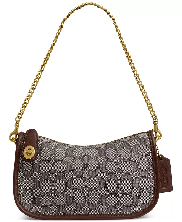 

Сумка Swinger из фирменного жаккарда COACH, коричневый