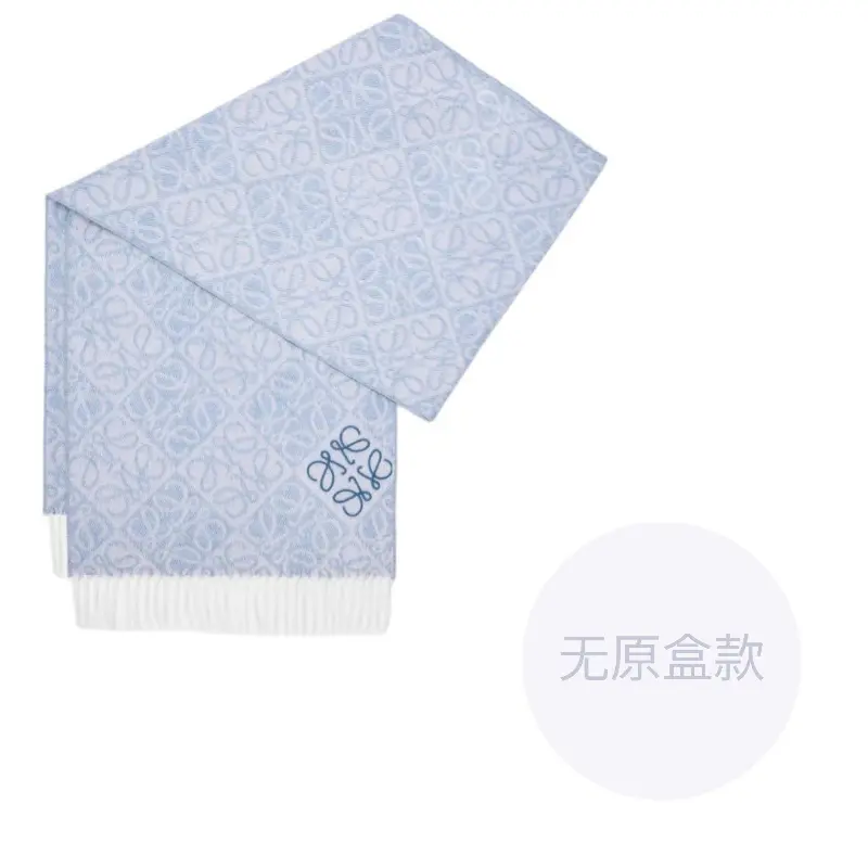 

LOEWE Шерстяной вязаный шарф женский светло-голубой, Light Blue