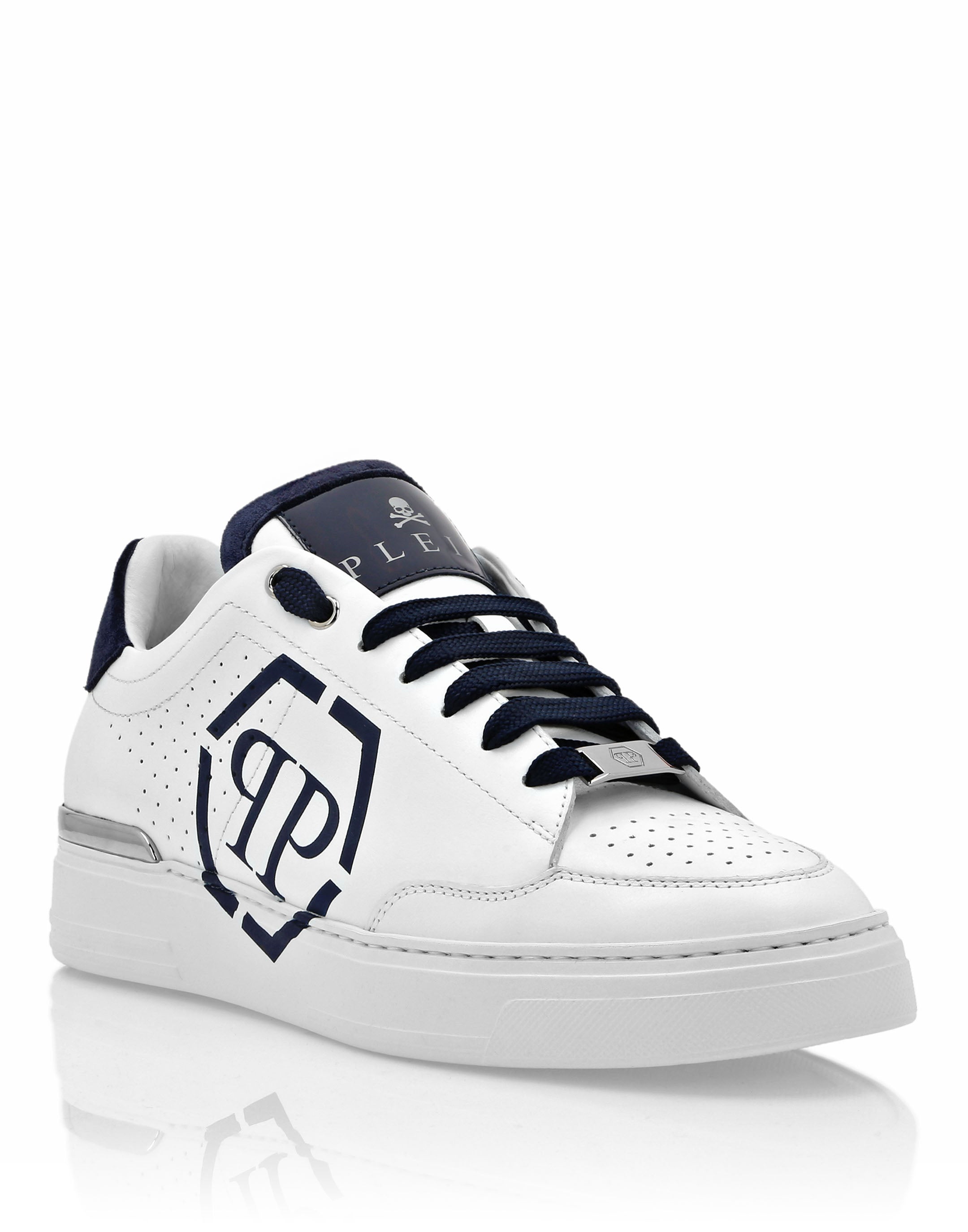 

Кроссовки кожаные Lo-Top Hexagon PHILIPP PLEIN, белый/темно-синий
