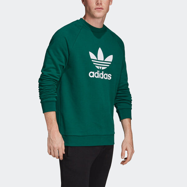 Толстовка originals casual sports round neck pullover green Adidas, зеленый — фото 3