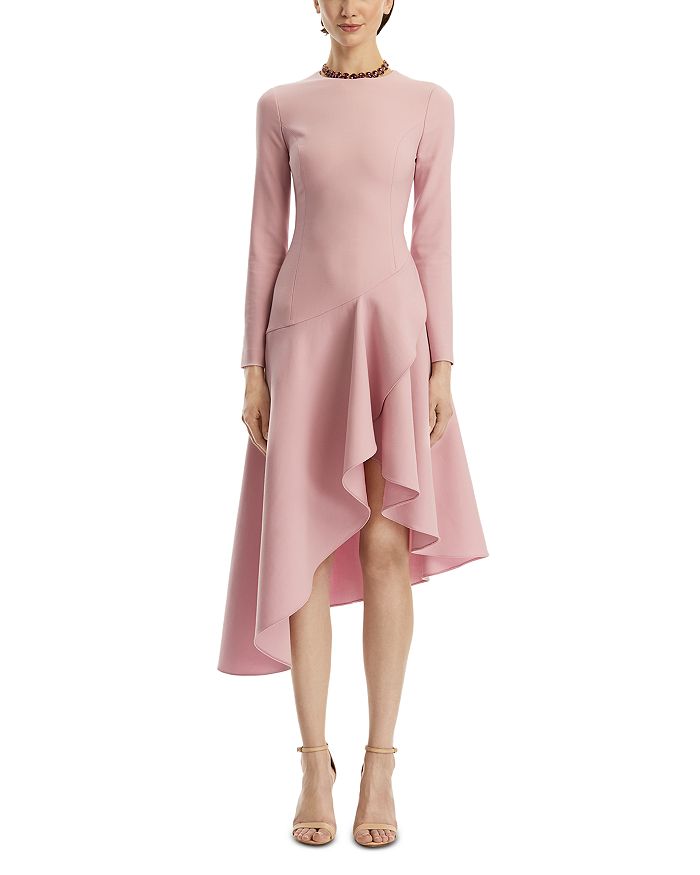 

Длинное платье из двойного стрейч-шерсти на каждый день Oscar de la Renta, розовый