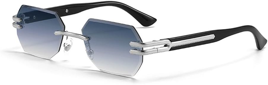 

Солнцезащитные очки без оправы с градиентным многоугольным рисунком 2027 года для мужчин и женщин, для деловых встреч, вечеринок, отдыха и покупок MTZJH, C02 Silver Blue