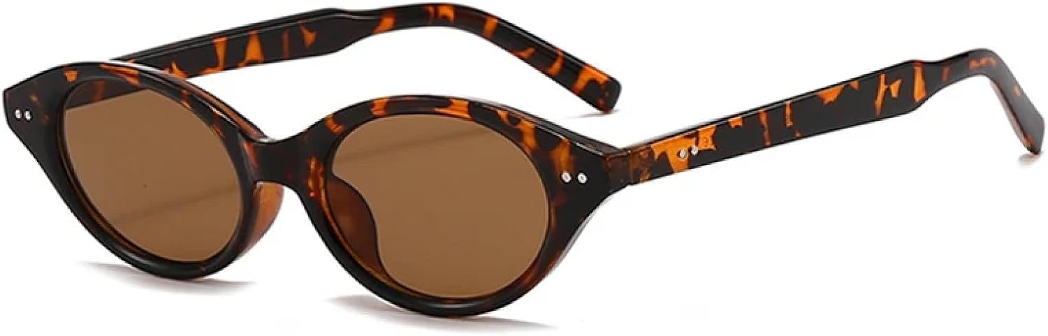 

Модные маленькие солнцезащитные очки «кошачий глаз» для женщин, ретро-очки с заклепками, солнцезащитные очки UV400 для мужчин, трендовые солнцезащитные очки с овальными линзами цвета зеленого чая TVTBBVV, Leopard Tea