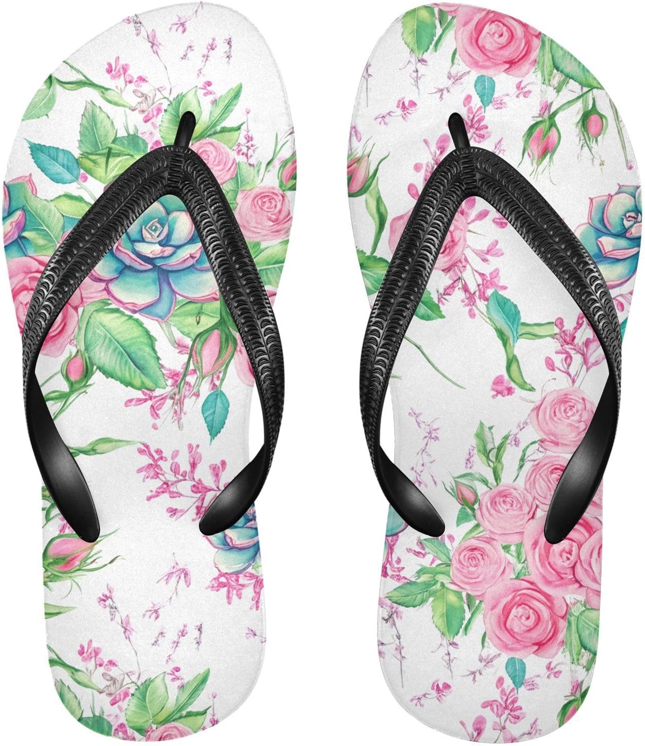 

Вьетнамки с суккулентами, розово-белые, пляжные, резиновые, противоскользящие, летние шлепанцы для женщин и мужчин Sinestour