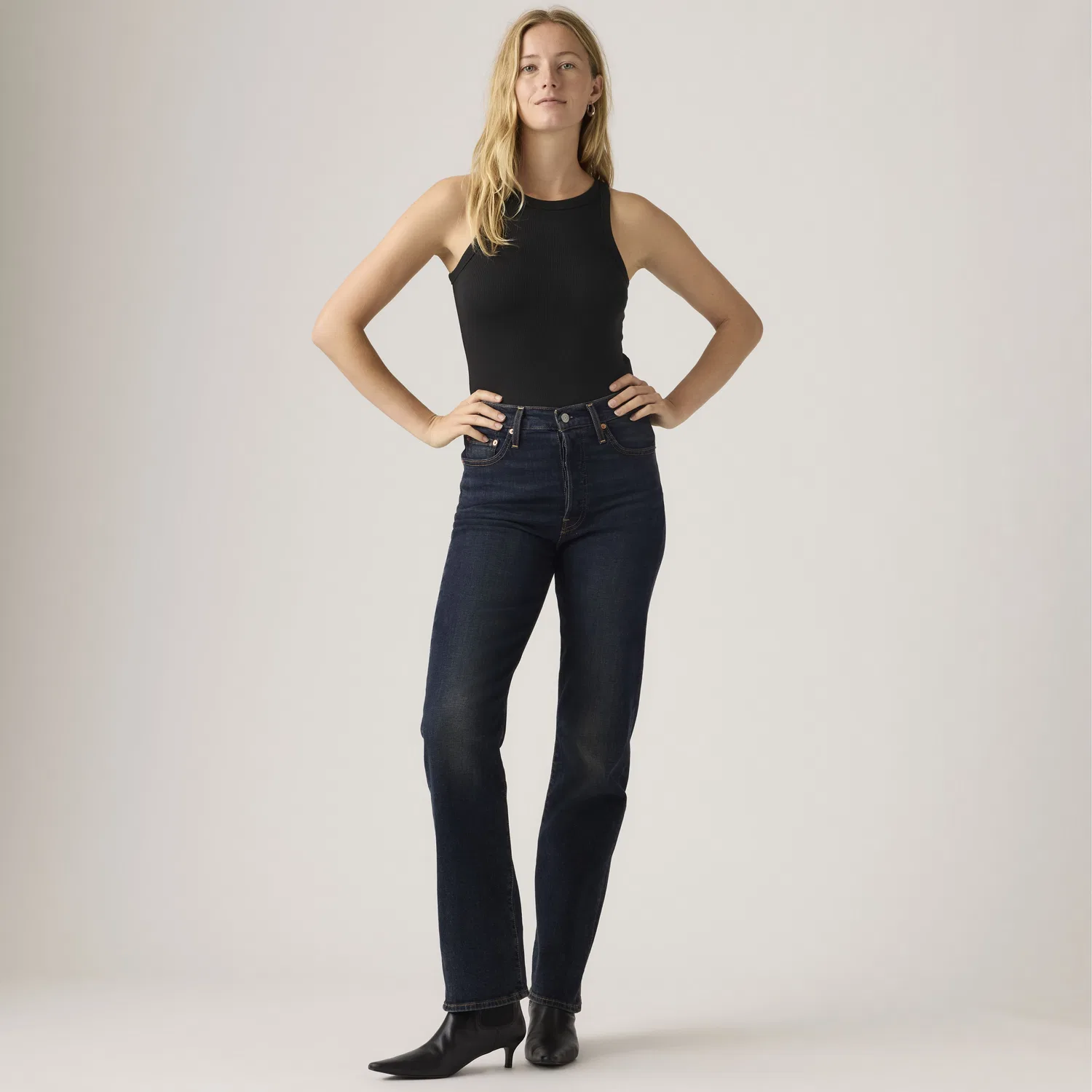 Женские джинсы Candiani Denim с ребристой отделкой, полной длины Levi's, Dark Wash