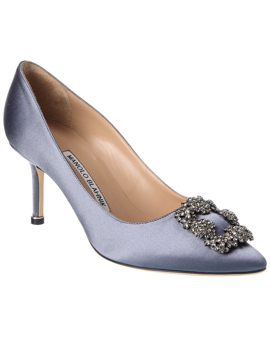 

Атласные туфли Manolo Blahnik Hangisi 70, синий