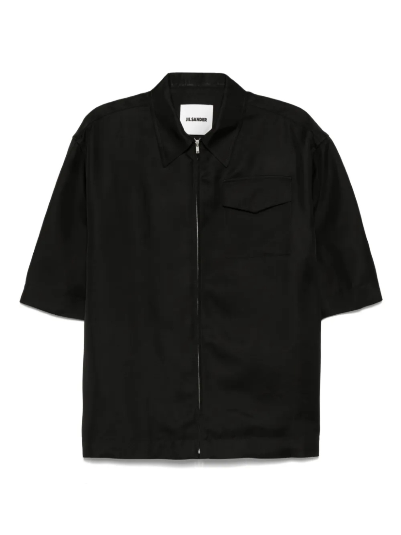

Рубашка Jil Sander с застежкой-молнией спереди и оборками, черный
