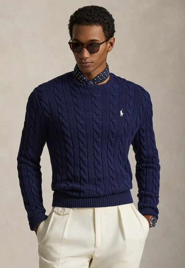 Хлопковый свитер крупной вязки Polo Ralph Lauren, Hunter Navy