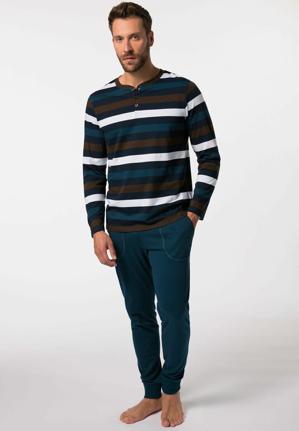 

Пижамный комплект ZWEITEILER HENLEY MIT RINGELN LANGE SET JP1880, цвет Mottled Dark Brown