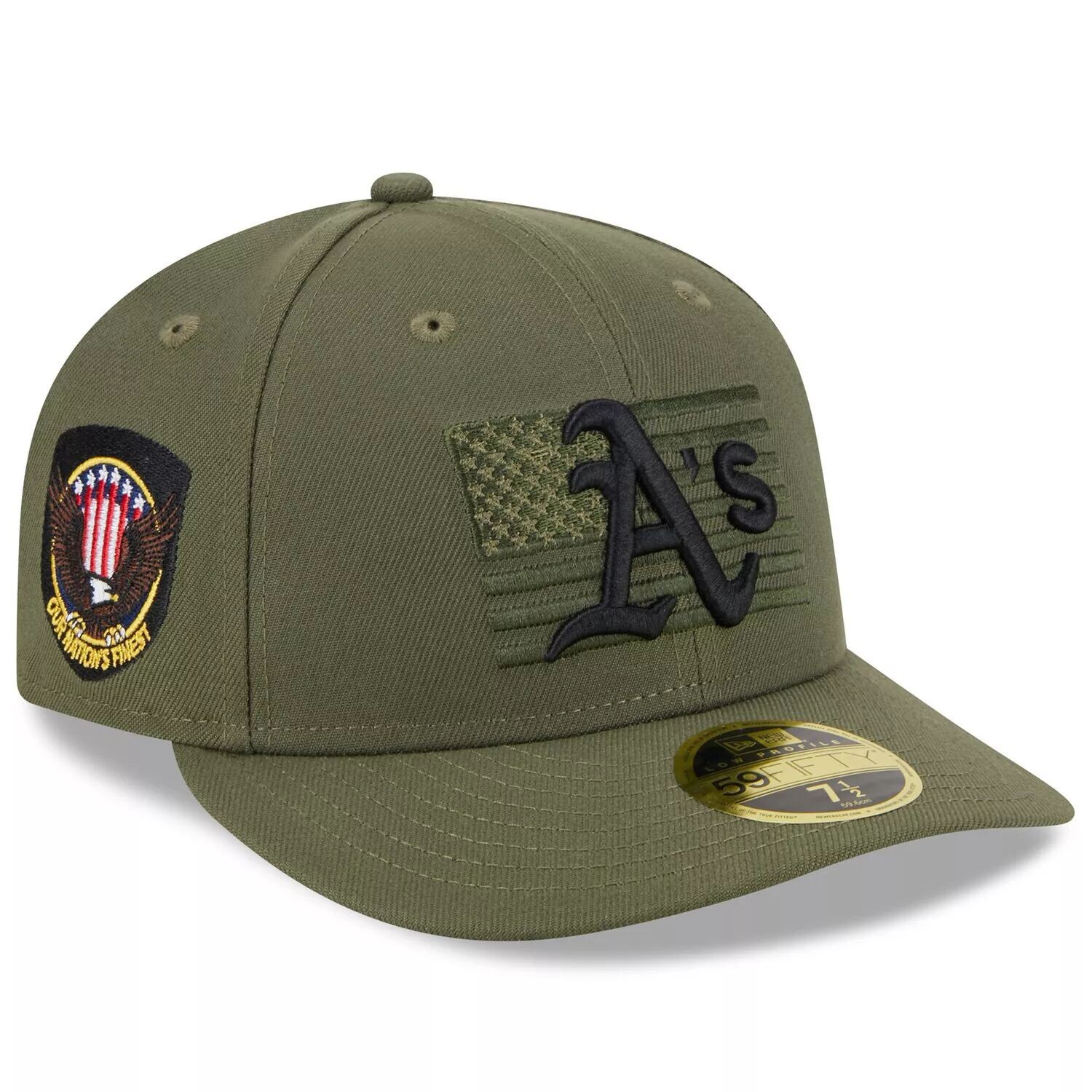 

Мужская низкопрофильная кепка New Era Green Oakland Athletics ко Дню вооруженных сил 2023 59FIFTY