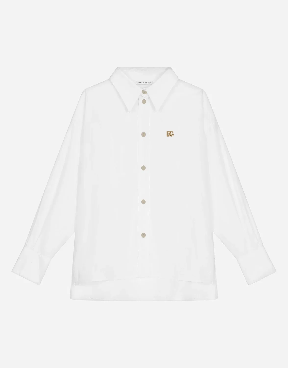 Сорочка из поплина с длинными рукавами и логотипом DG Dolce & Gabbana, белый