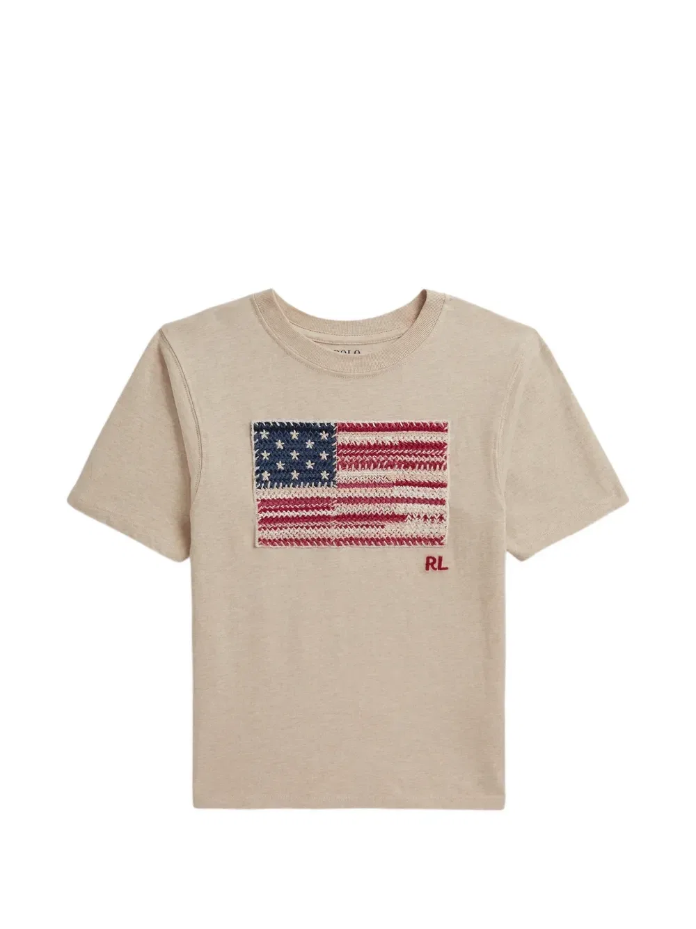 Футболка с вышитым логотипом POLO RALPH LAUREN KIDS, бежевый
