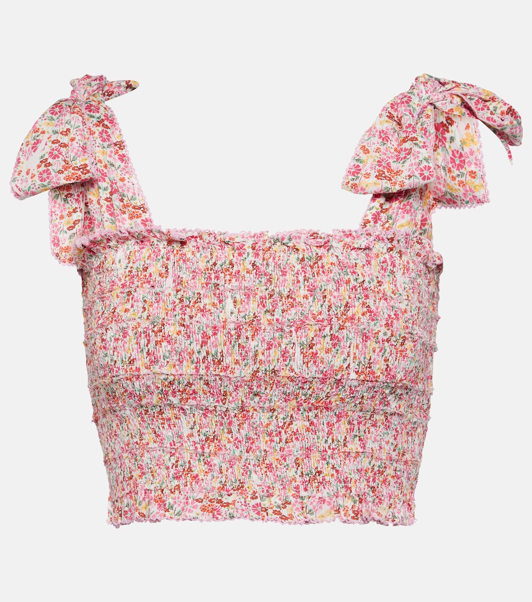 

Топ Trini с цветочным принтом и сборками Poupette St Barth, Pink Jardin