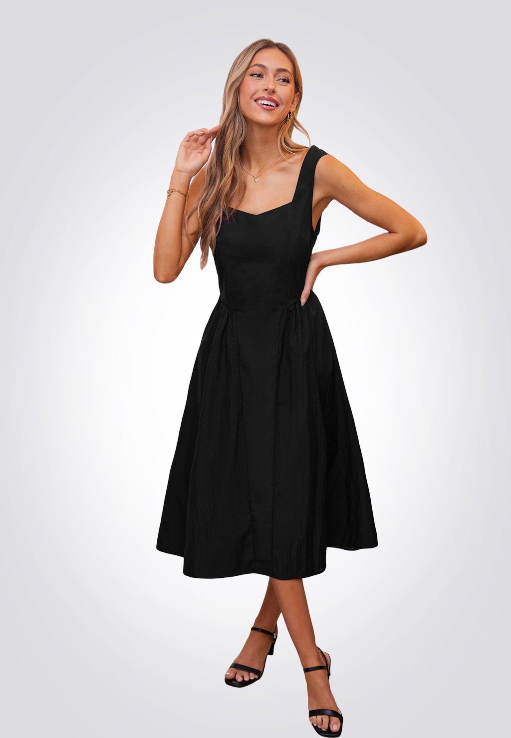 

Повседневное платье CAPTIVATING A LINE SQUARE NECK MIDI Cupshe, черный
