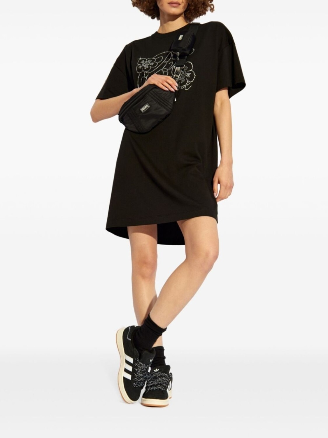 

Kenzo хлопковое мини-платье-футболка с заклепками, черный