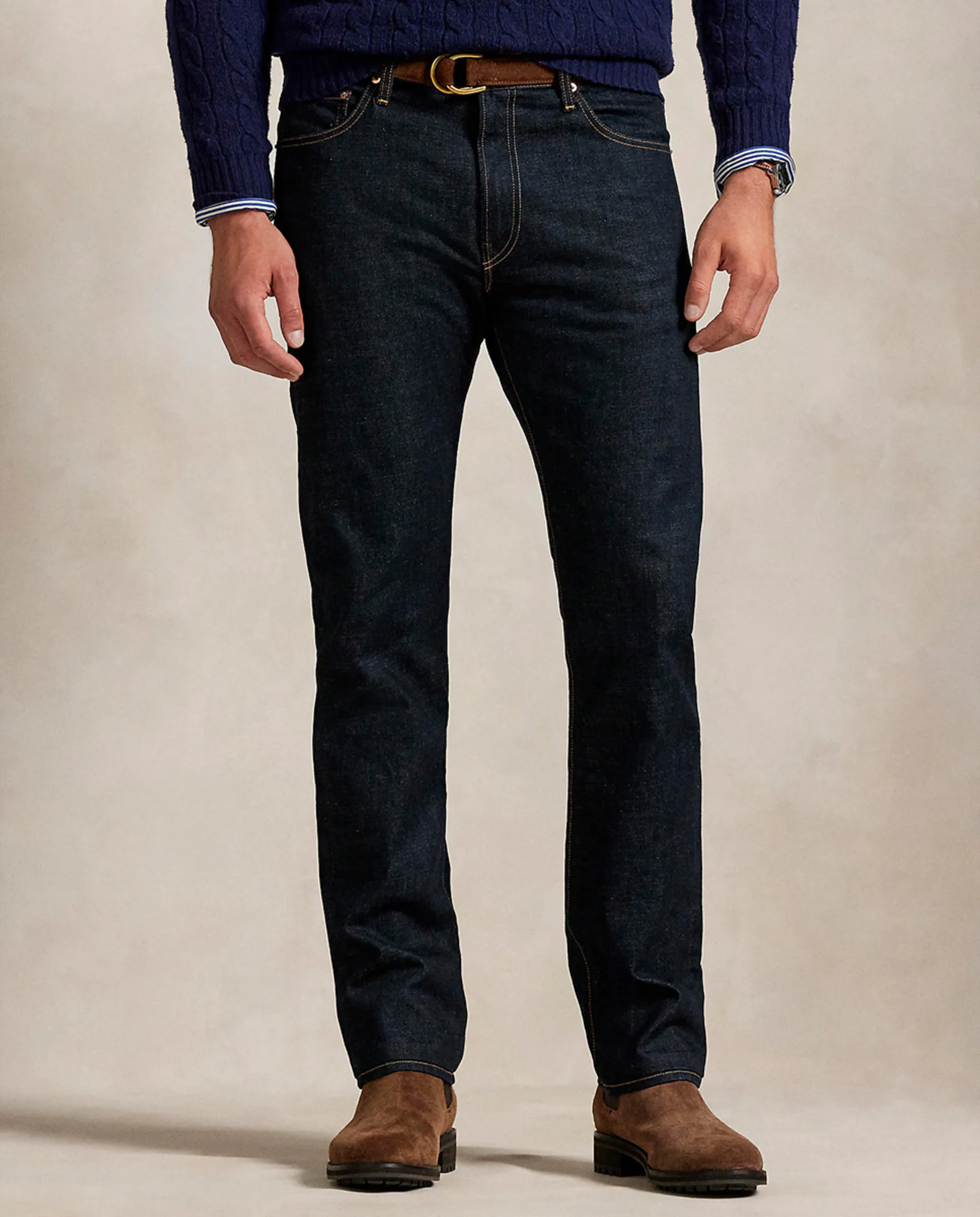 Джинсы мужские Hampton Relaxed Straight Fit больших размеров Polo Ralph Lauren, темно-синий — фото 2
