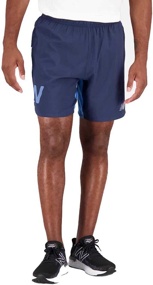 

шорты New Balance мужские Impact Run 7 дюймов, черные, Navy Multi