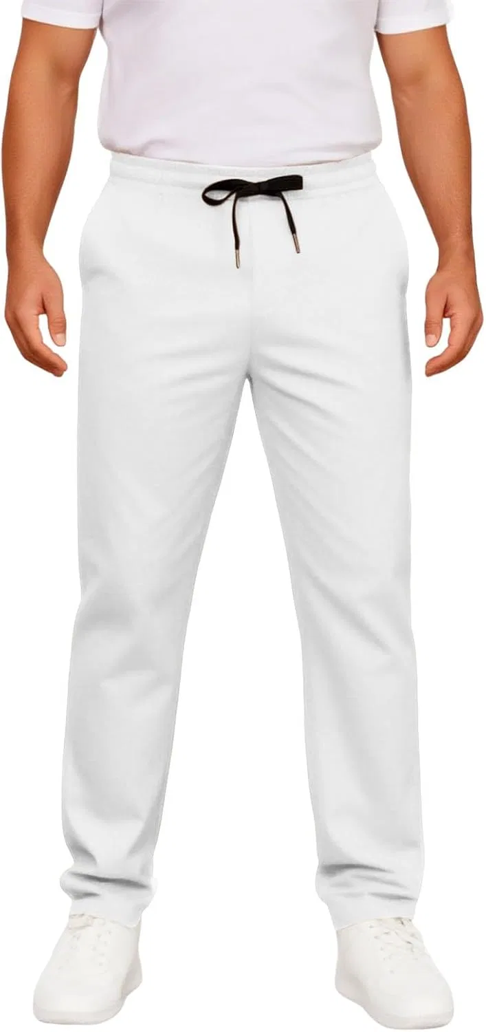 Мужские брюки-чинос на завязке, белые, Regular Fit — фото 3