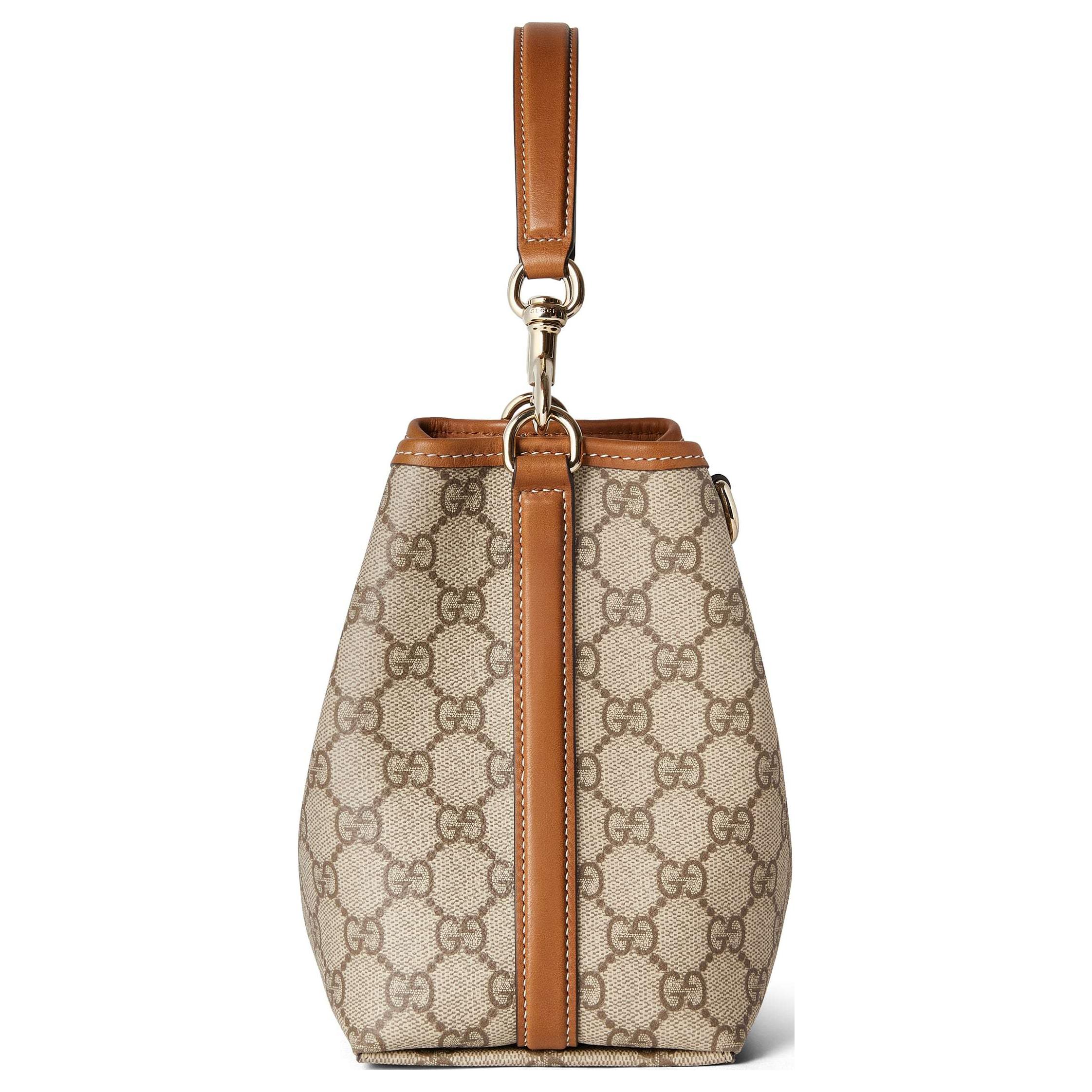 Женская сумка-ведро GUCCI мини из текстурированного холста с кожаными деталями — фото 4
