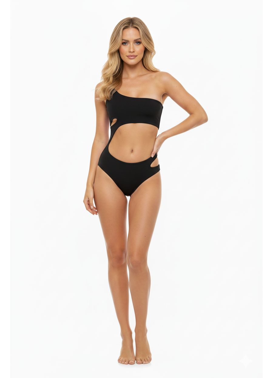 

Женский купальник с вырезом в океанском стиле - монокини на одно плечо Jendue, Black