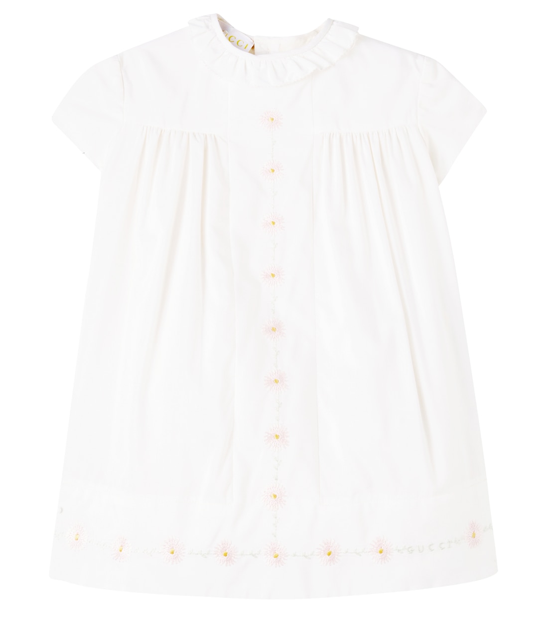 

Детское платье из муслина с хлопком и шелком Gucci Kids, Soft White/Mix