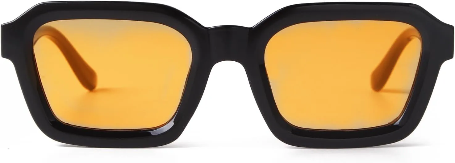 

Модные квадратные солнцезащитные очки ADE WU для женщин и мужчин, уникальные дизайнерские очки в стиле 70-х и 80-х годов с квадратной оправой, Black/Orange Tinted