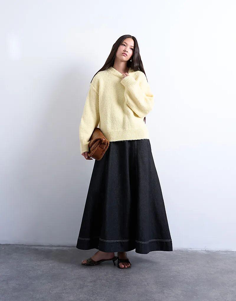 

Вязаный джемпер Topshop из шерстяной смеси с пушистым открытым швом цвета пахты