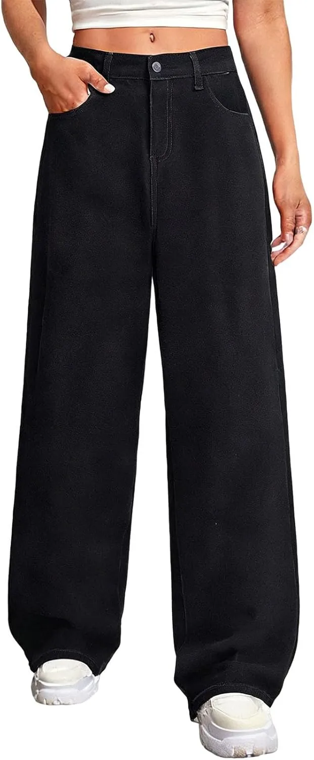 

NaRHbrg джинсы baggy для женщин с высокой посадкой, прямые, эластичные