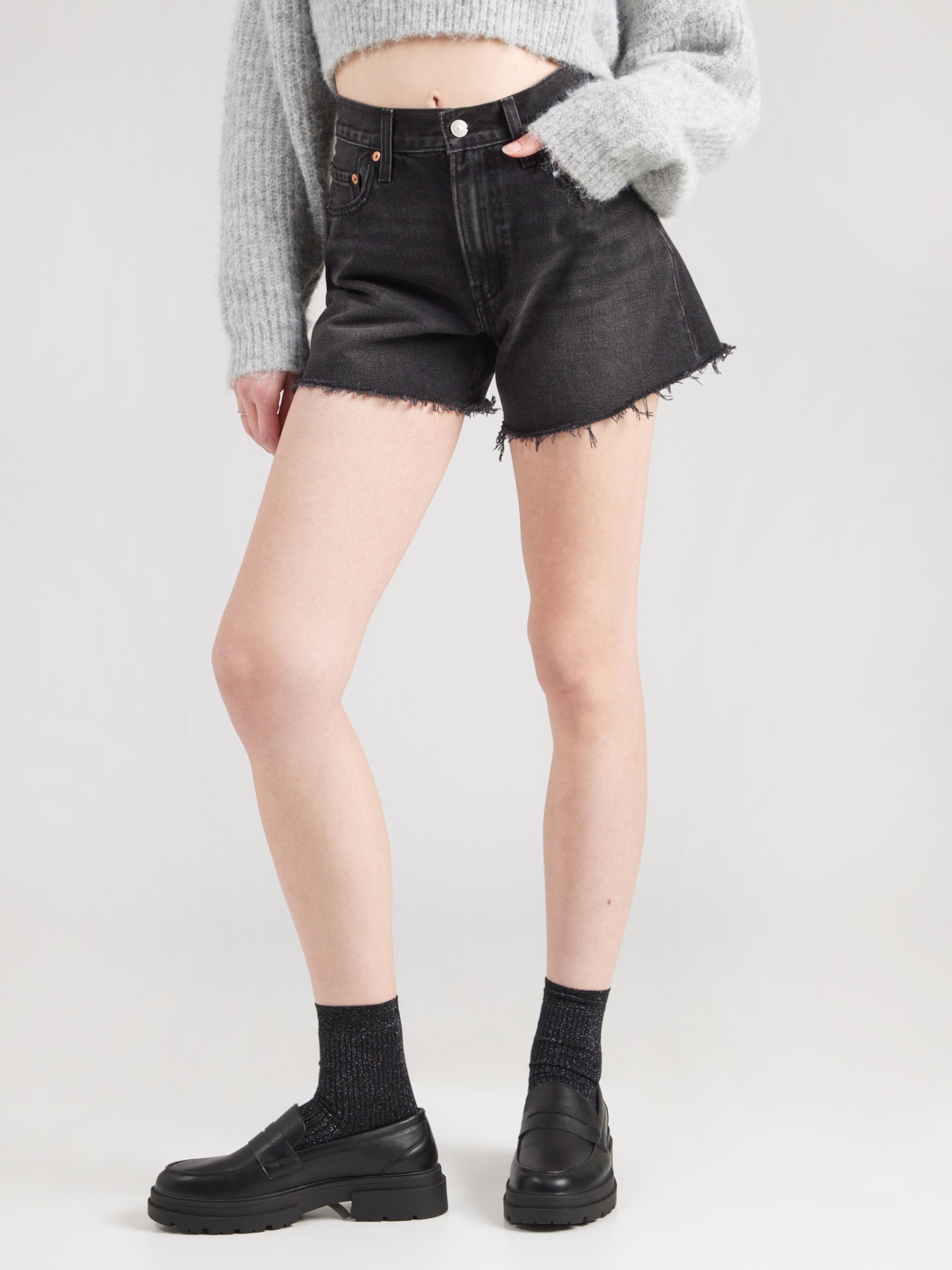 LEVI'S  Джинсовые шорты свободного кроя 'Ribcage Shorts' в черном дениме — фото 3