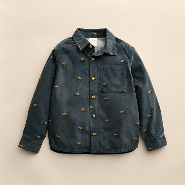 

Детская рубашка на пуговицах с длинным рукавом Little Co. By Lauren Conrad, Navy Tree Car