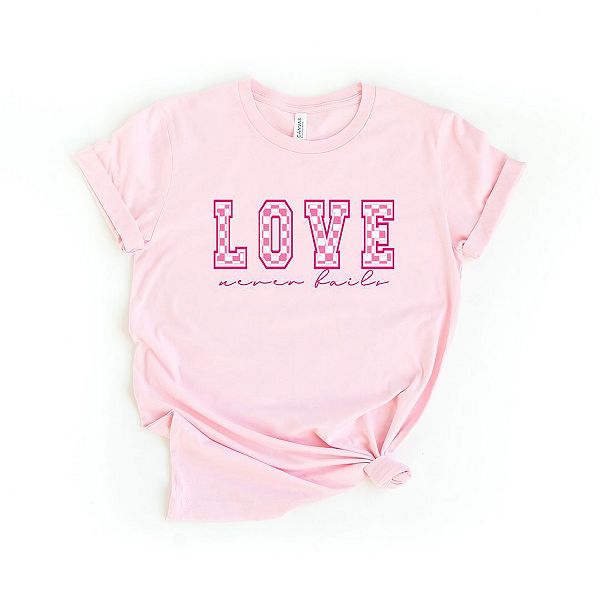 

Футболка с принтом в клетку Love never fails Simply Sage Market, Pink, Зеленый, Футболка с принтом в клетку Love never fails Simply Sage Market, Pink