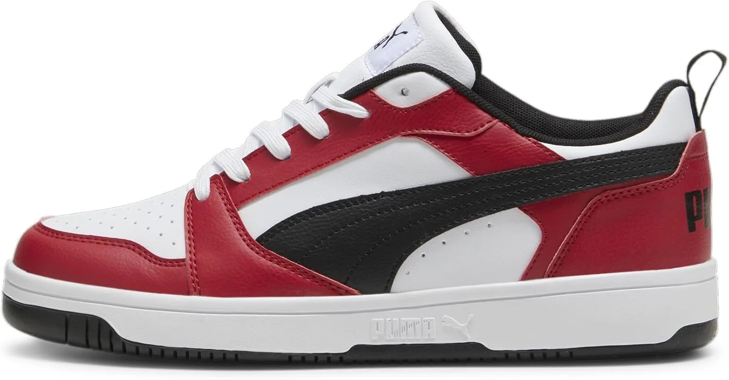 Кроссовки PUMA Unisex Rebound V6 Low, белый/черный/красный — фото 3