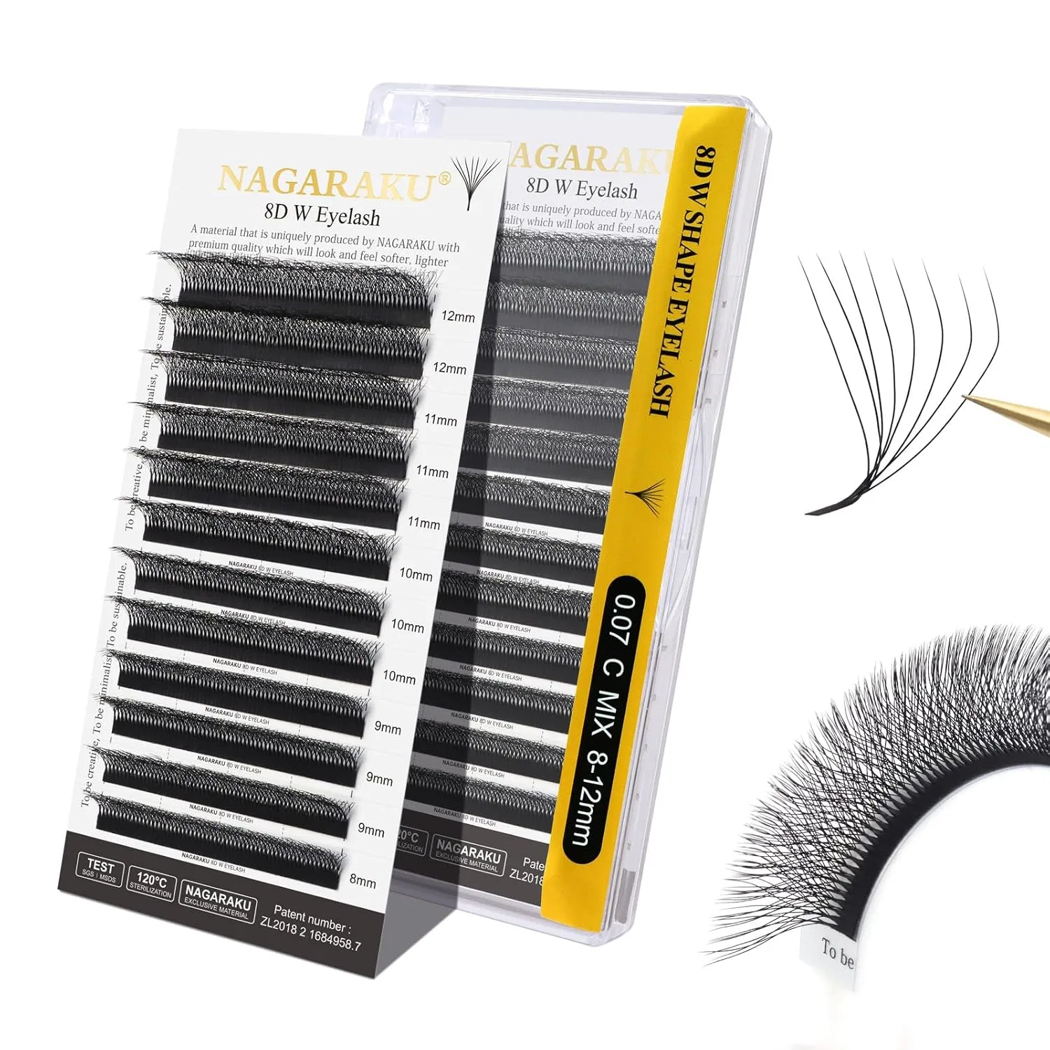 Накладные ресницы «8D W» от NAGARAKU Nagaraku, 0.07 C Black-8D W Lash