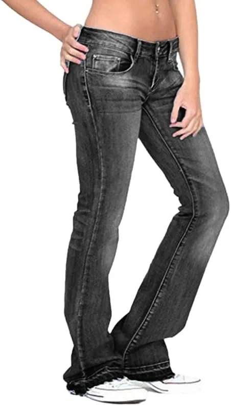 

Andongnywell женские джинсы plus size slim skinny с карманами mid rise stretch boot cut