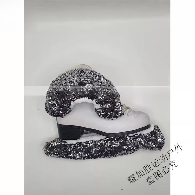 

HEAD ZKHE Чехлы для лезвий коньков для фигурного катания, впитывающие плюшевые с пайетками, серебристо-серые, одна пара