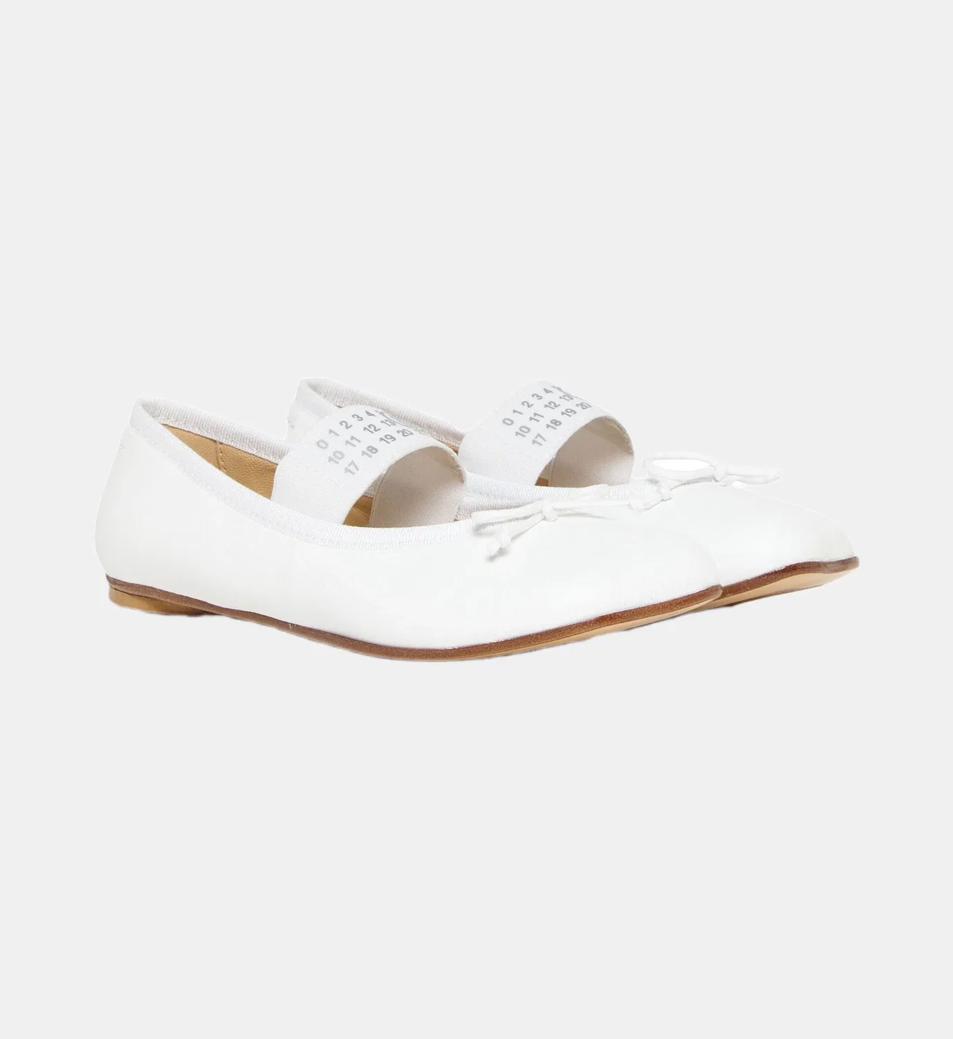 Кожаные балетки с логотипом Numeric Mm6 Maison Margiela, белый — фото 2