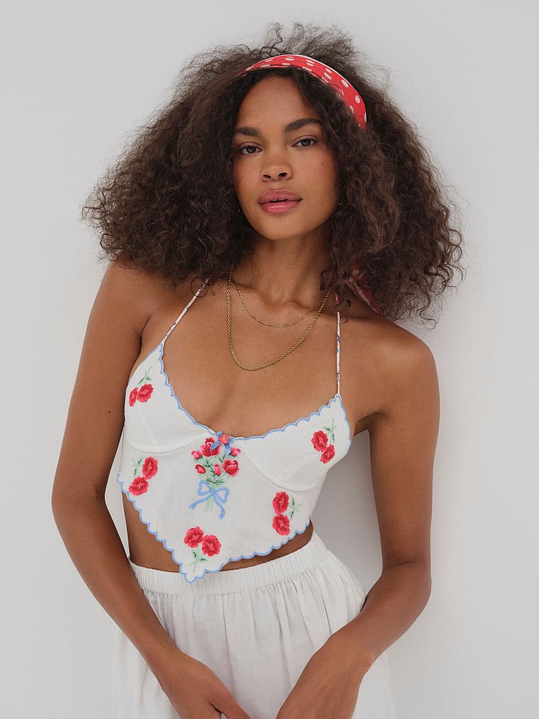 

Бюстгальтер с вышивкой «Не забывай меня» For Love & Lemons, белый