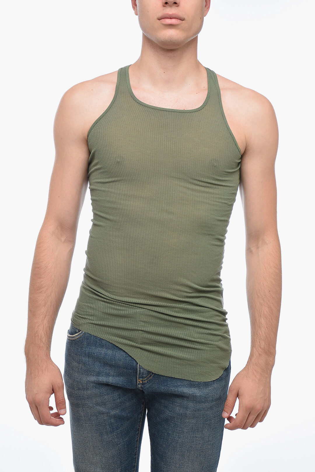 

Майка-топ Rick Owens Ribbed BASIC, зеленый