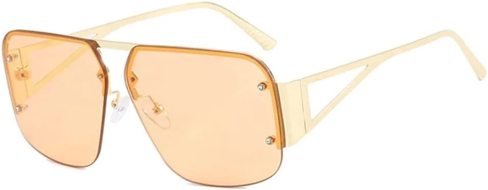 

Ретро женские солнцезащитные очки в винтажном стиле с металлической оправой, мужские очки с прозрачными линзами и защитой от УФ-излучения UV400 VFDHN, Gold Champagne