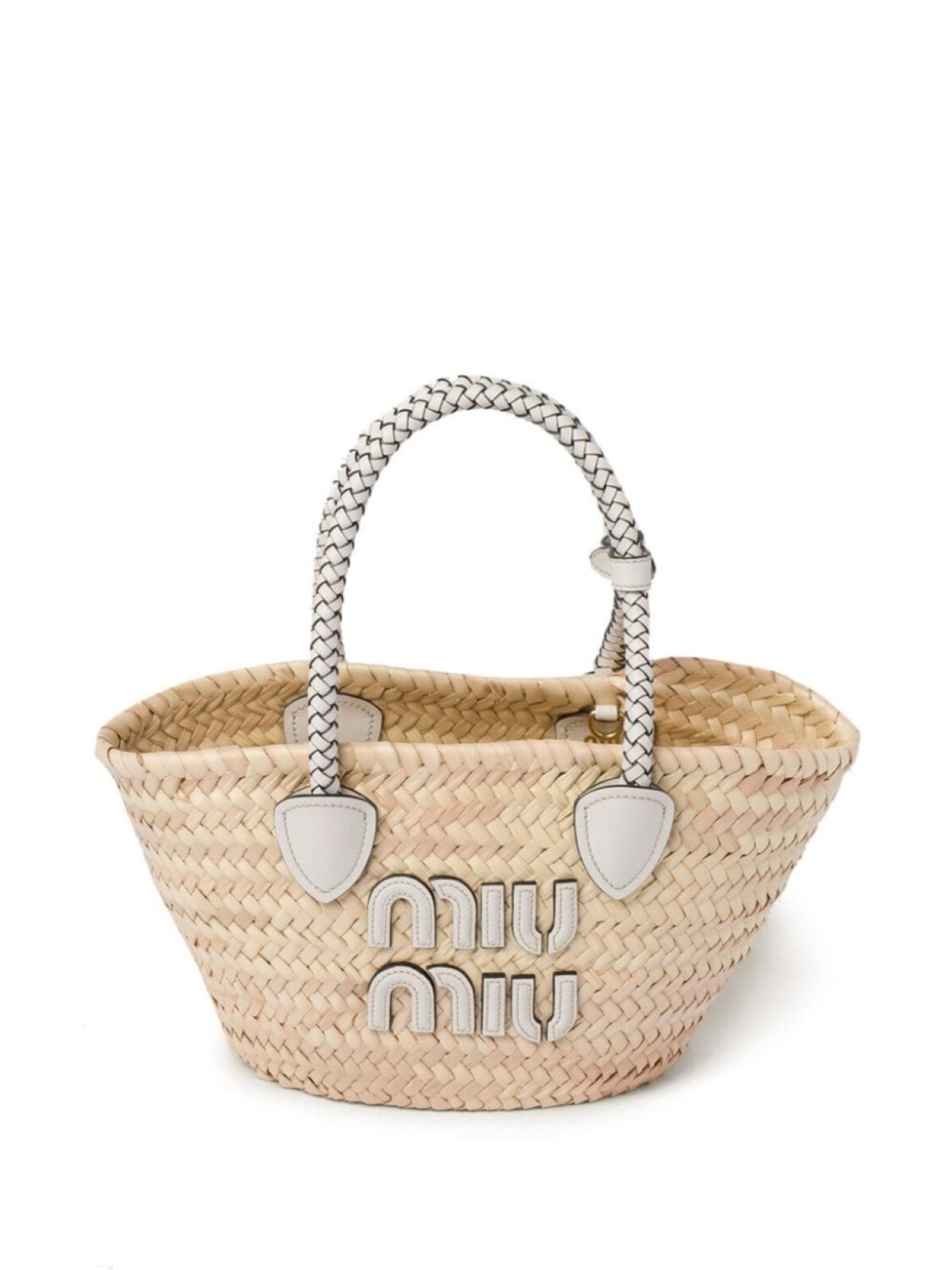 

Плетеная сумка-тоут Miu Miu, нейтральный цвет
