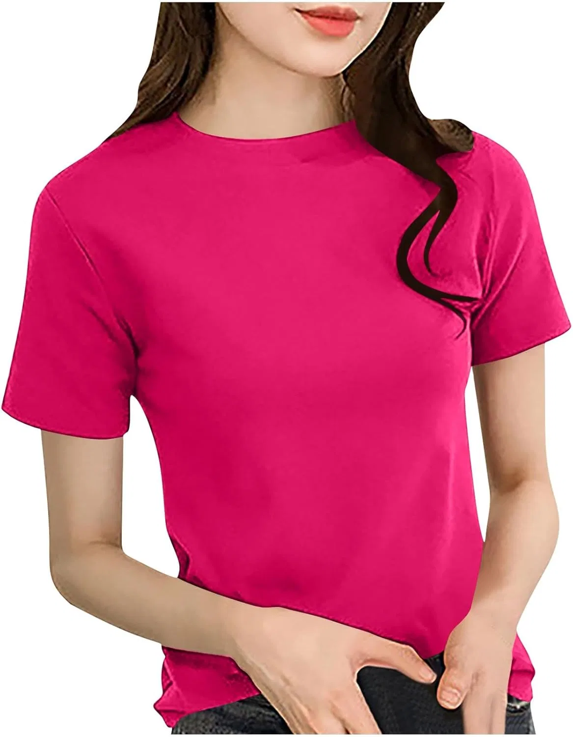 Футболка женская с коротким рукавом, бикикав, цвета hot pink