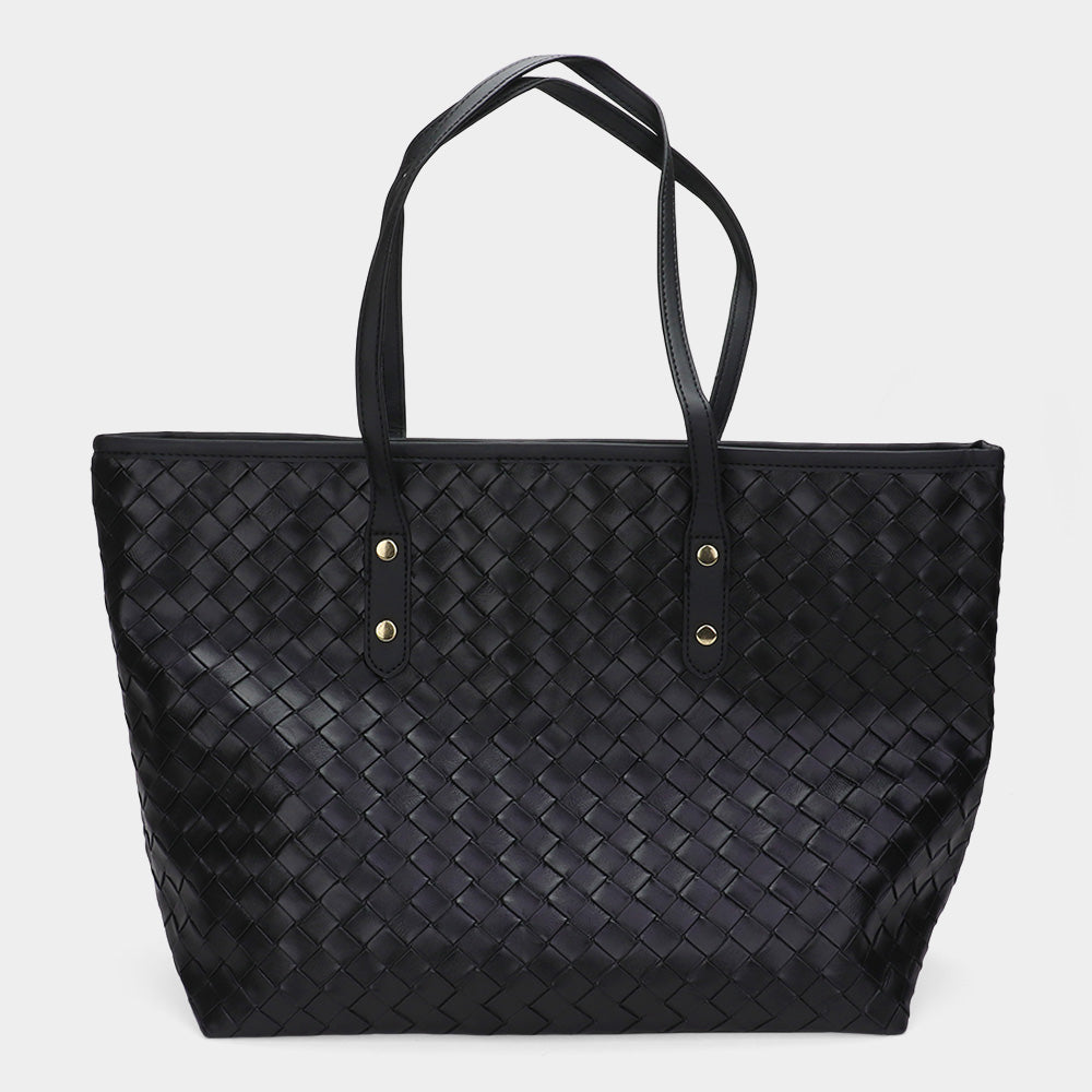 

Тканая сумка-тоут из искусственной кожи FASHNZFAB, черный